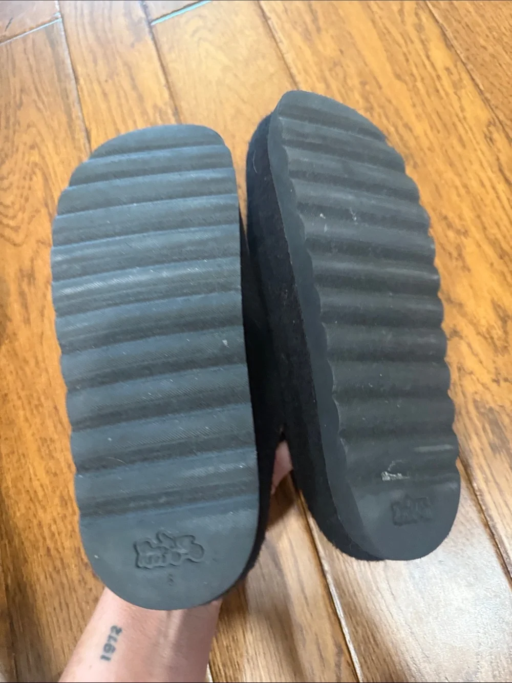 Coach Black Wool Slip-On Mules with Gold-Tone Signature Accent 38.5